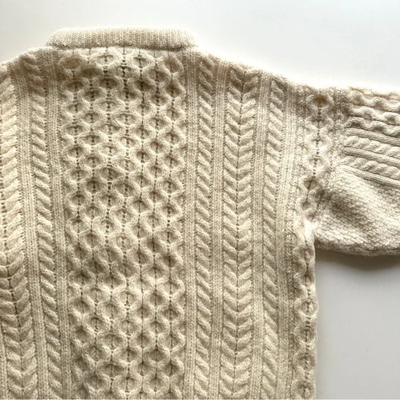 Vintage Irish Hand Knit Wool Cable Cardigan Fisherman Aran Handmade in Ireland - Picture 6 of 14